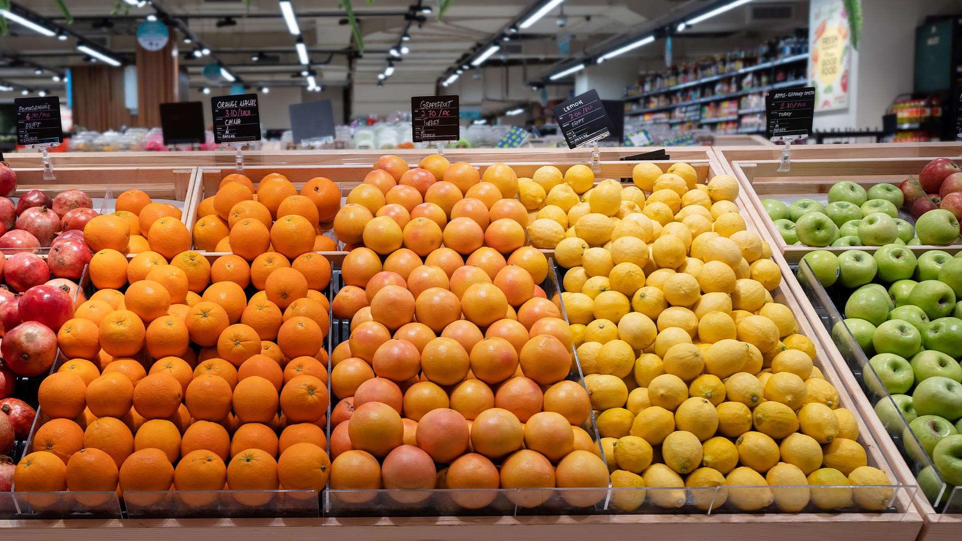 Selection of fruits and vegetables at a supermarket in Marina Bay Sands