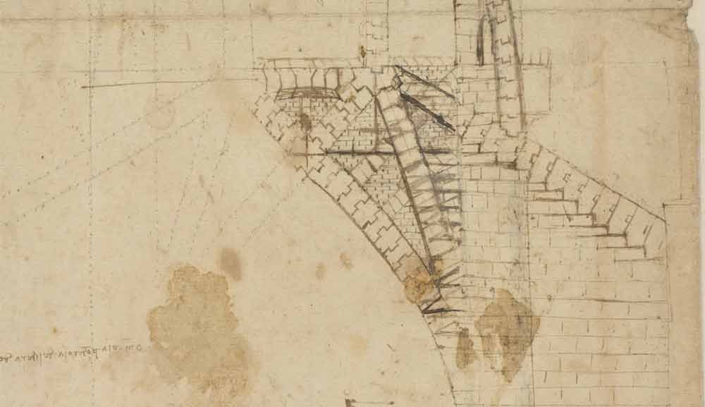 Section for the Tiburio of the Milan Cathedral  Circa 1487—90  F.850 recto  Leonardo da Vinci Codex Atlanticus