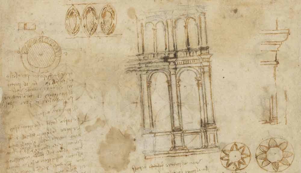 Drawings of Arcades Circa 1516 F.505 verso  Leonardo da Vinci Codex Atlanticus