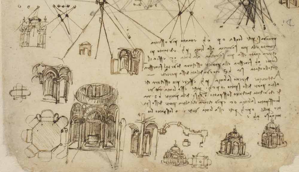 Studies for a Centrally Planned Church  Circa 1508 F.104 recto  Leonardo da Vinci Codex Atlanticus
