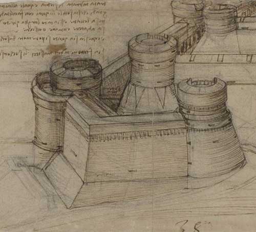 Study for a Square Fortress 1507 F.117 recto  Leonardo da Vinci Codex Atlanticus