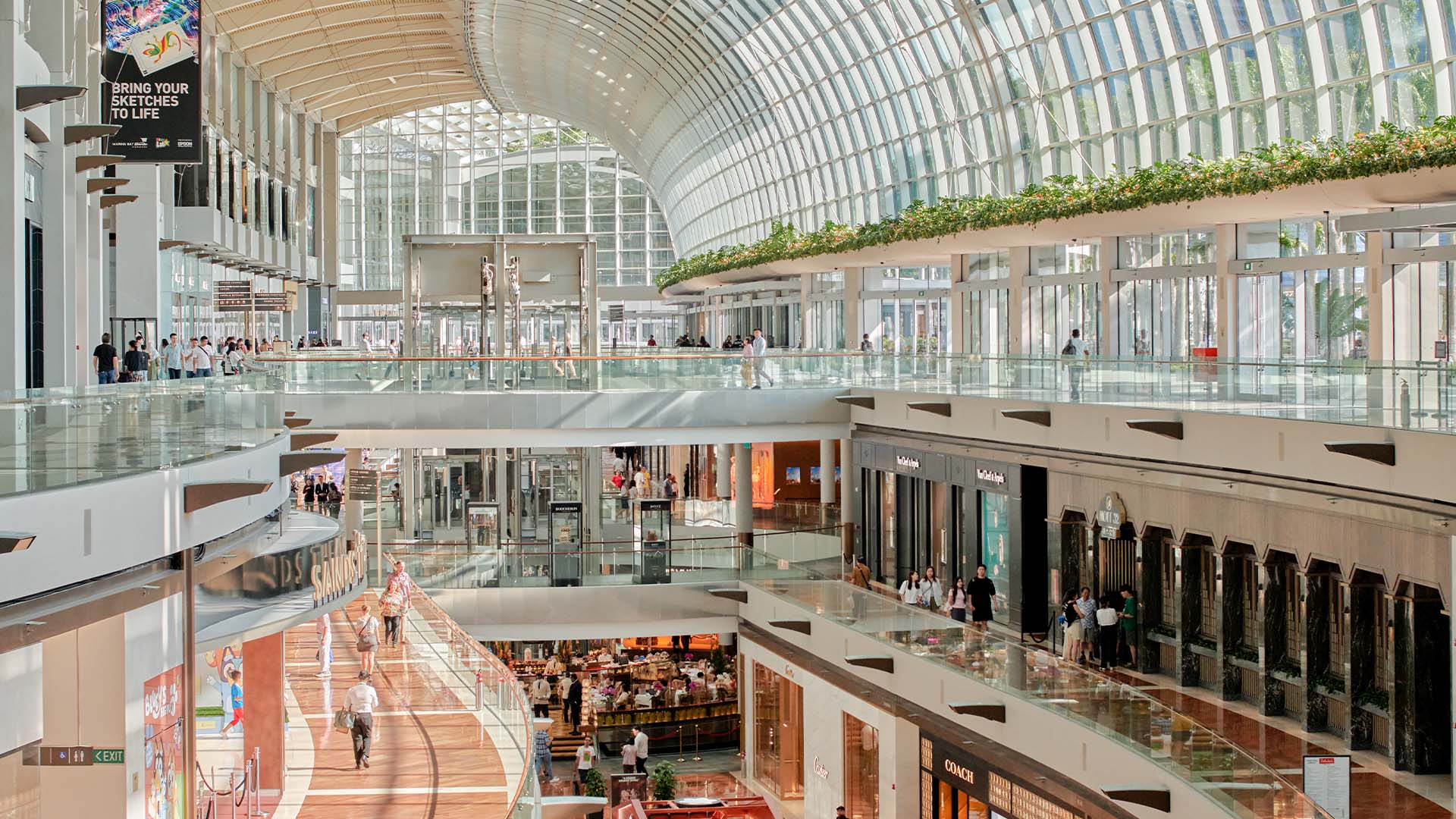 The Shoppes at Marina Bay Sands, a mall great for souvenir shopping in Singapore