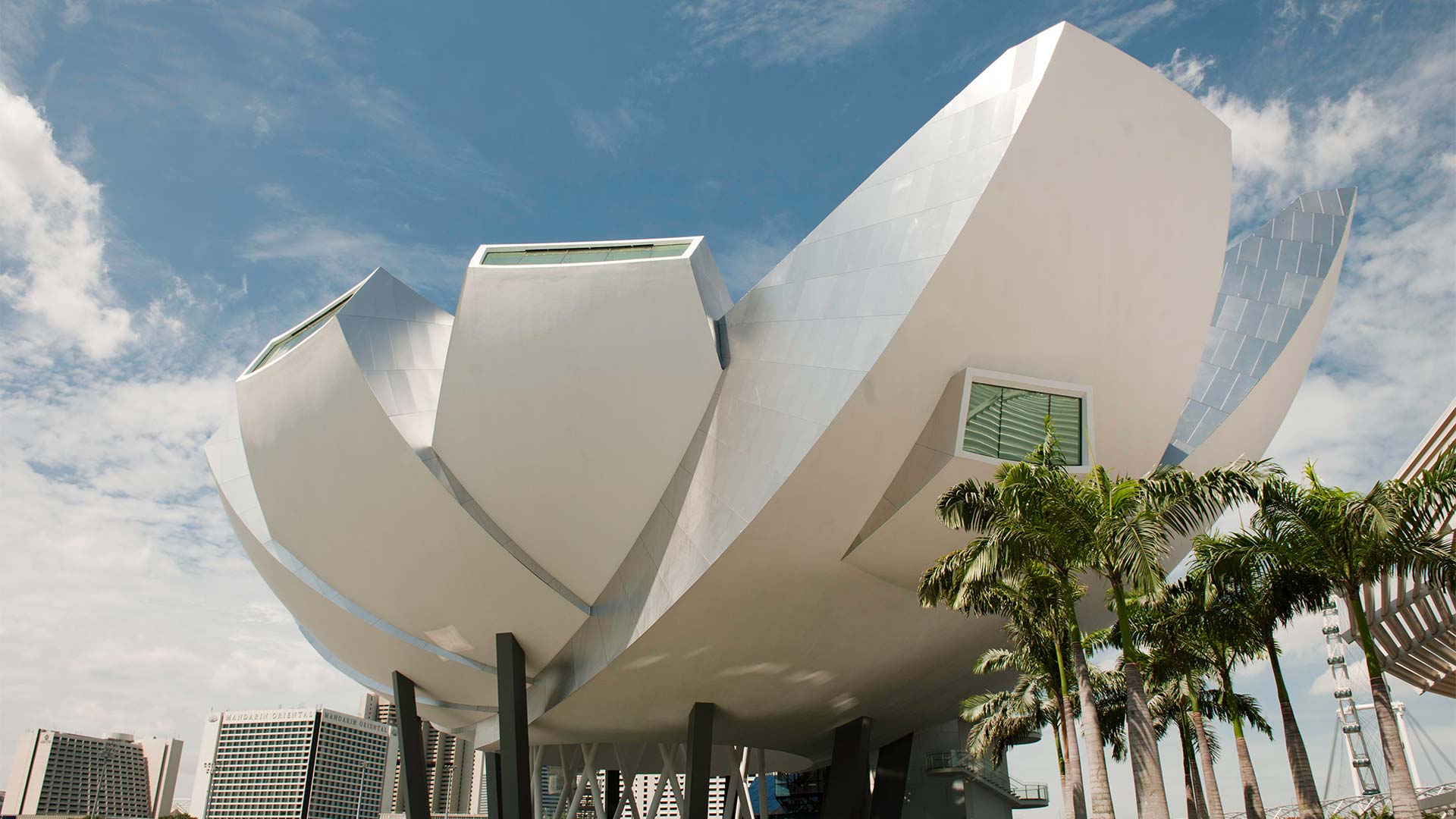 Exterior of ArtScience Museum in Singapore, a lotus shaped building