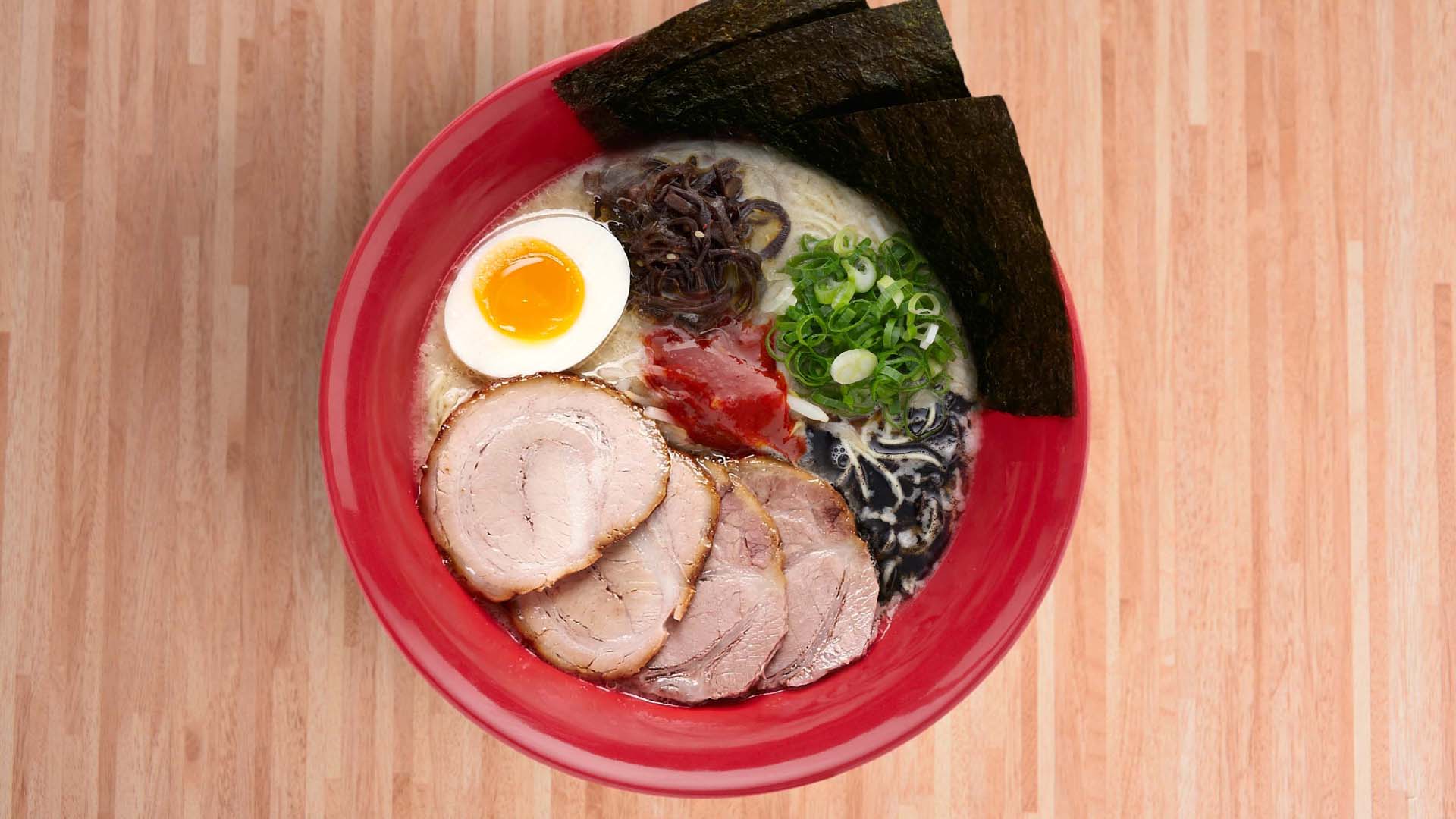 A bowl of Japanese ramen served at Ippudo a casual dining spot in Singapore