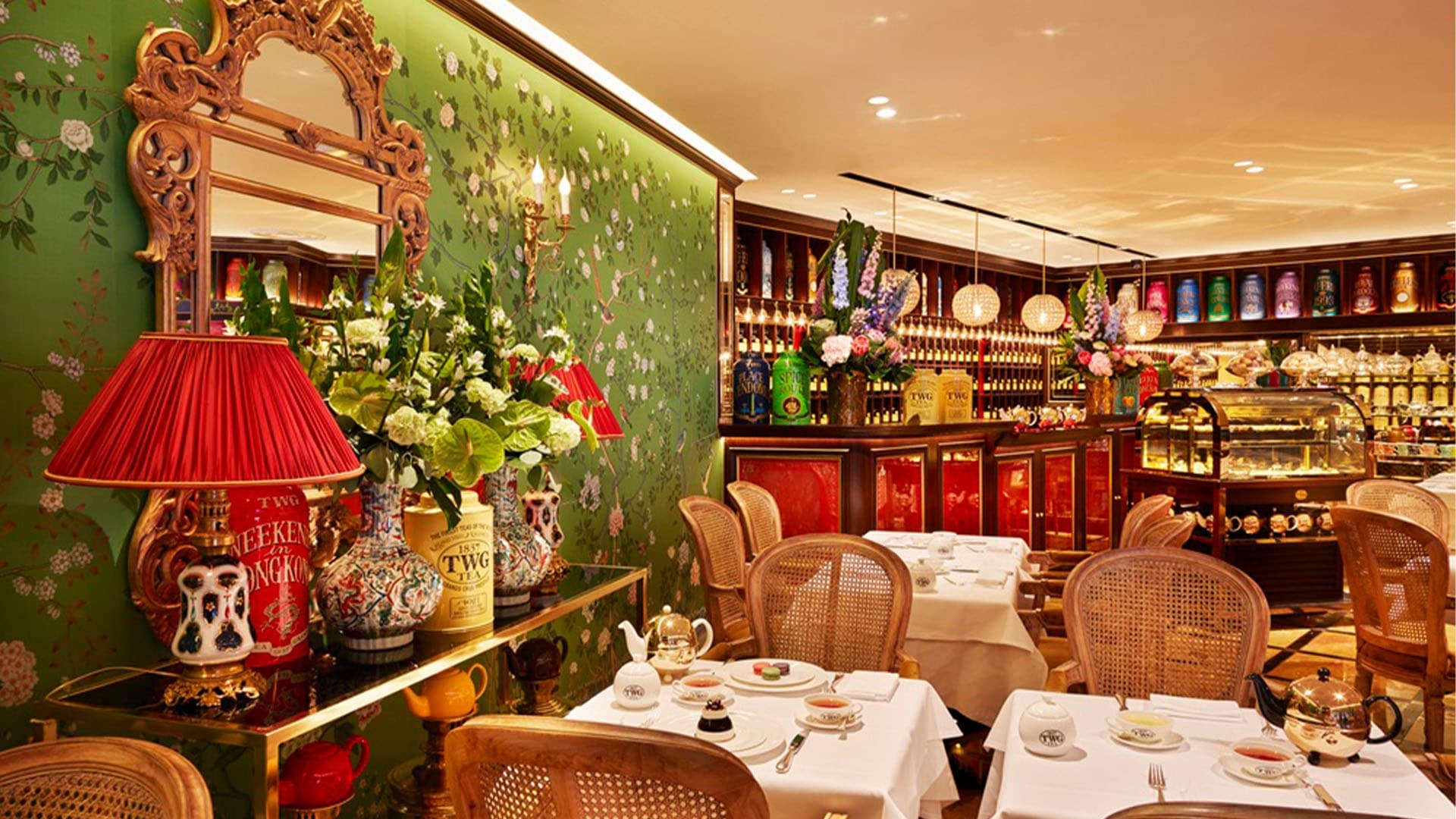 Garden cafe interior at TWG Tea Singapore, an Instagrammable cafe located at Marina Bay Sands