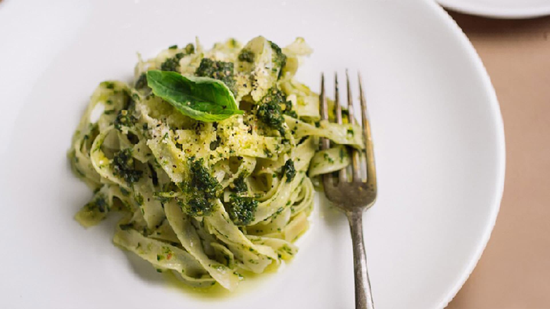 Creamy pesto pasta, a classic Italian dish served at Italian restaurants in Singapore