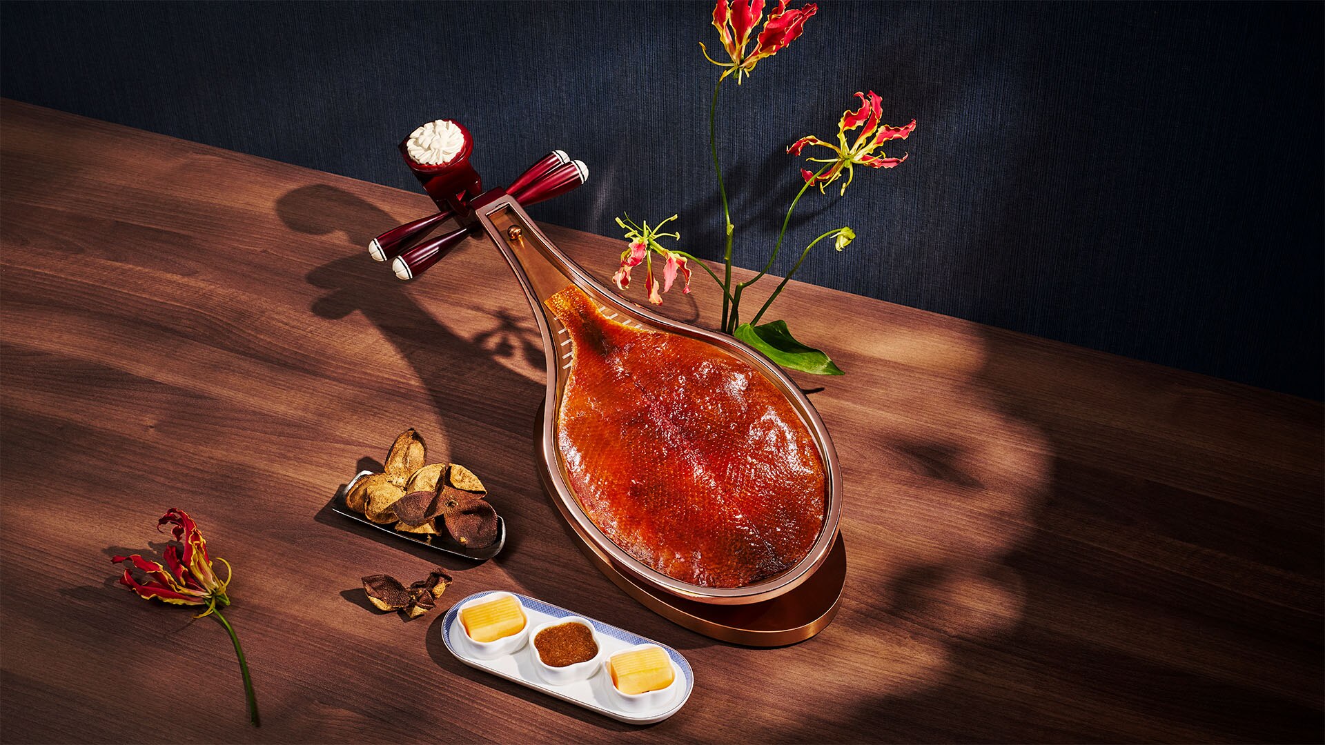 Roasted "Pipa Duck", a signature dish at Jin Ting Wan, a newly awarded One Michelin star Chinese restaurant in Singapore