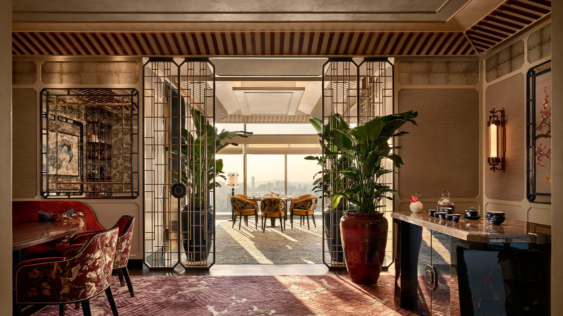 Interior of Jin Ting Wan, a One Michelin star Cantonese restaurant in Singapore