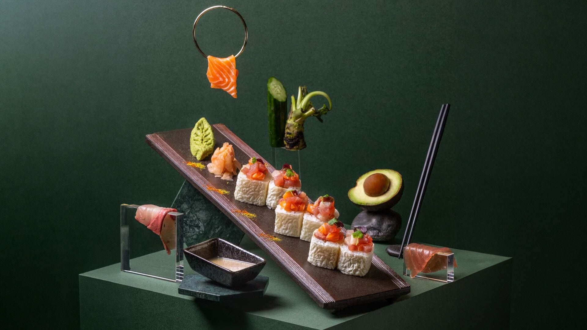 Plate of sushi and sashimi from KOMA, a Japanese fine dining restaurant in Singapore