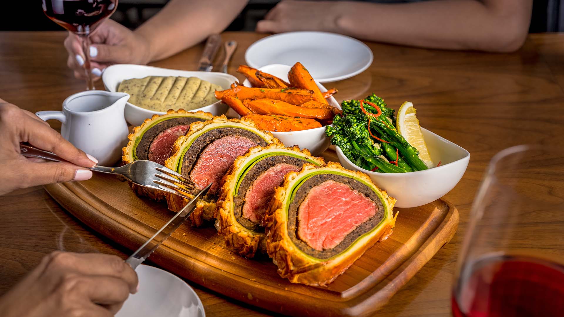 Beef Wellington at Bread Street Kitchen, a pet-friendly restaurant in Singapore