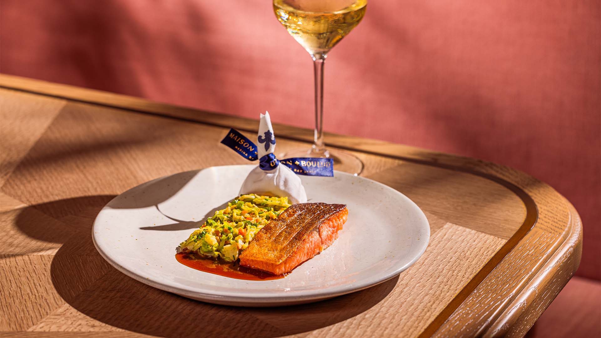Sea Trout at Maison Boulud, a pet-friendly restaurant with outdoor seating