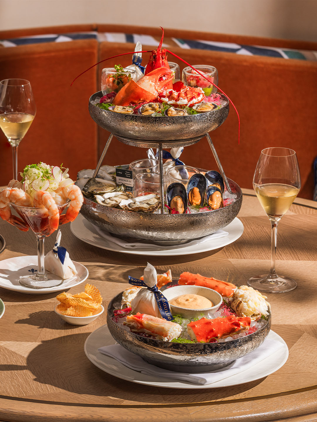 Fresh lobster served on a seafood platter at a seafood restaurant in Singapore