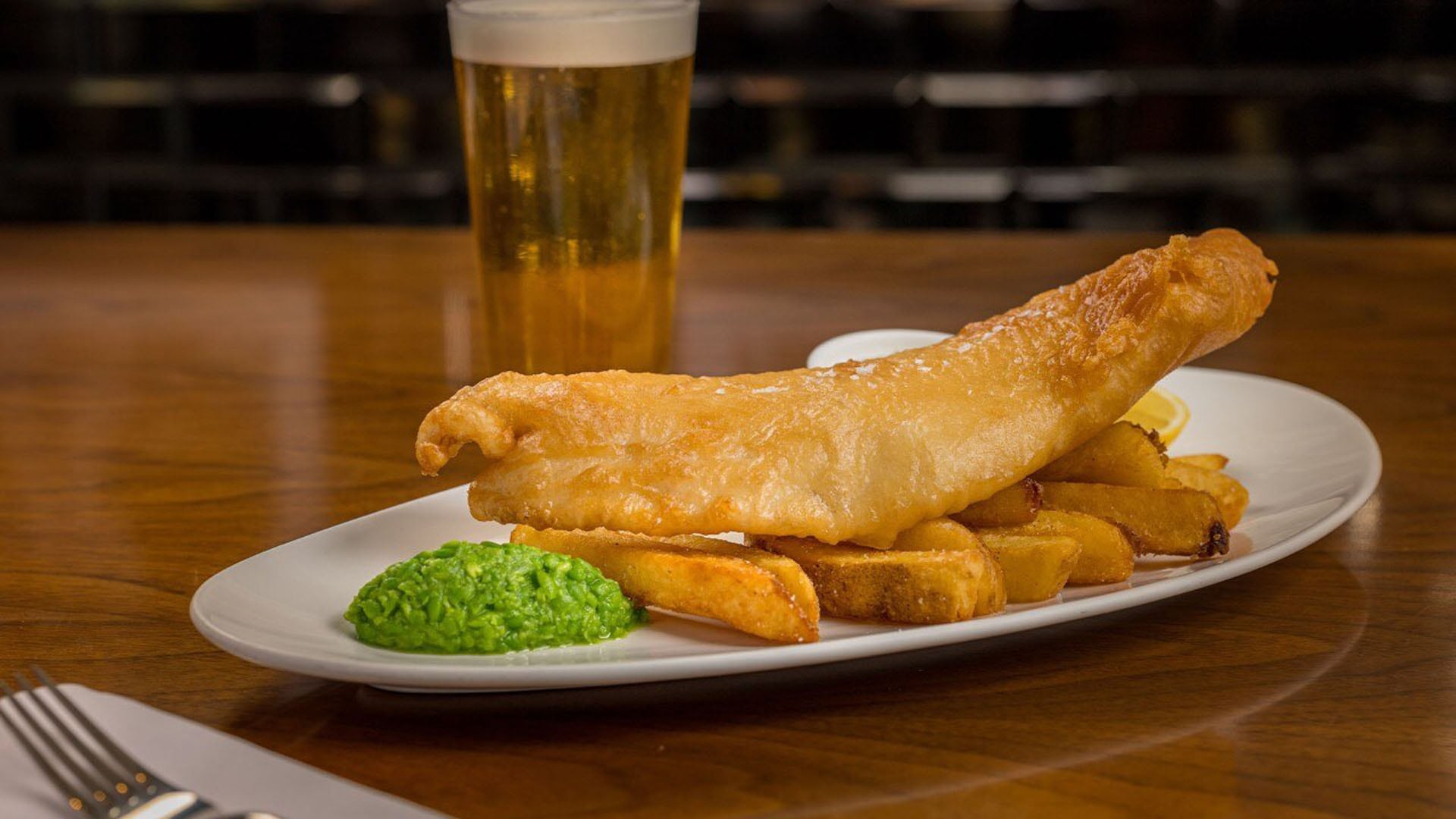 Fish and Chips from Bread Street Kitchen, a western celebrity chef restaurant in Singapore