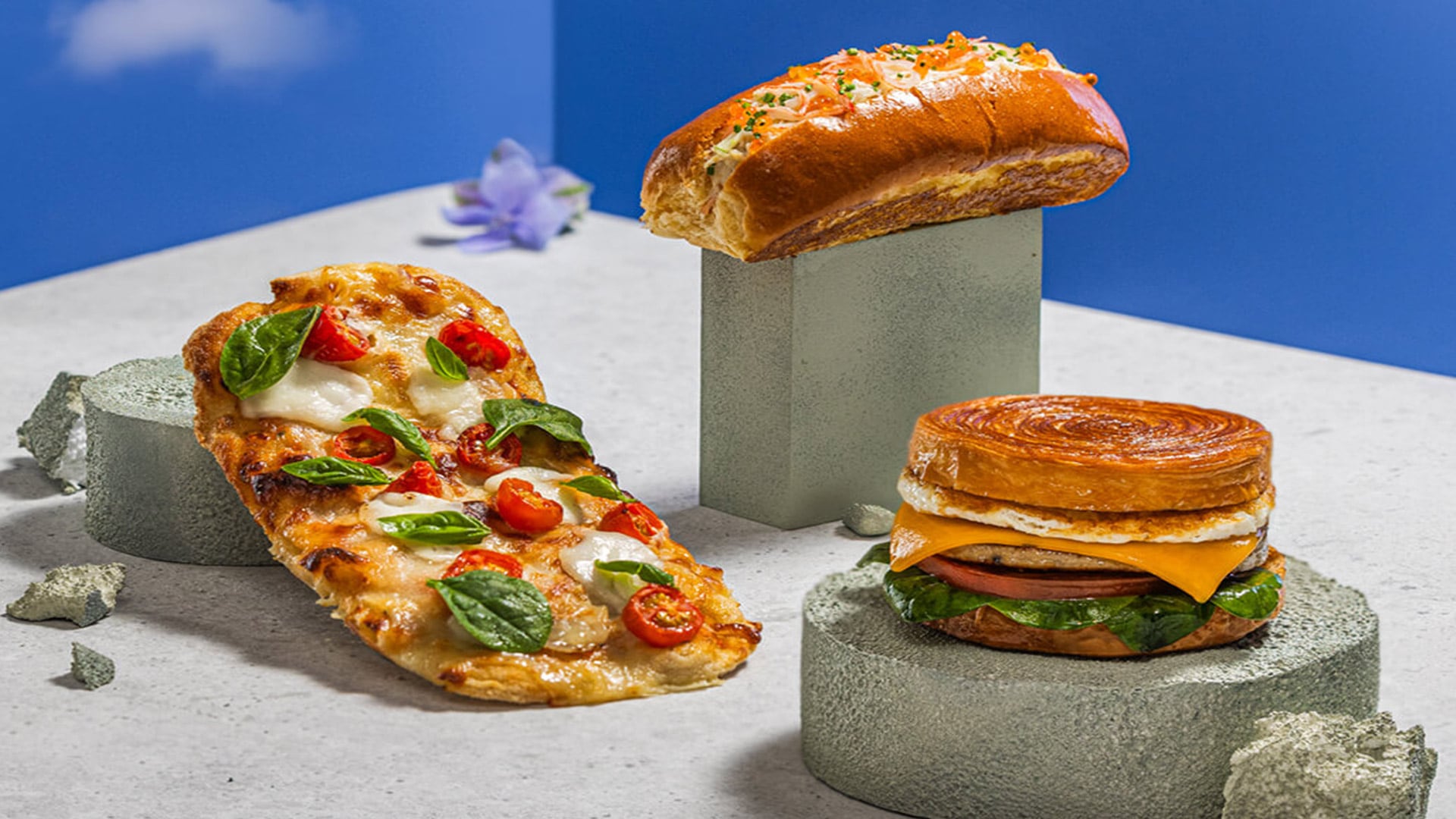 Bread and pizza from Miracle Coffee, a western cafe in Singapore