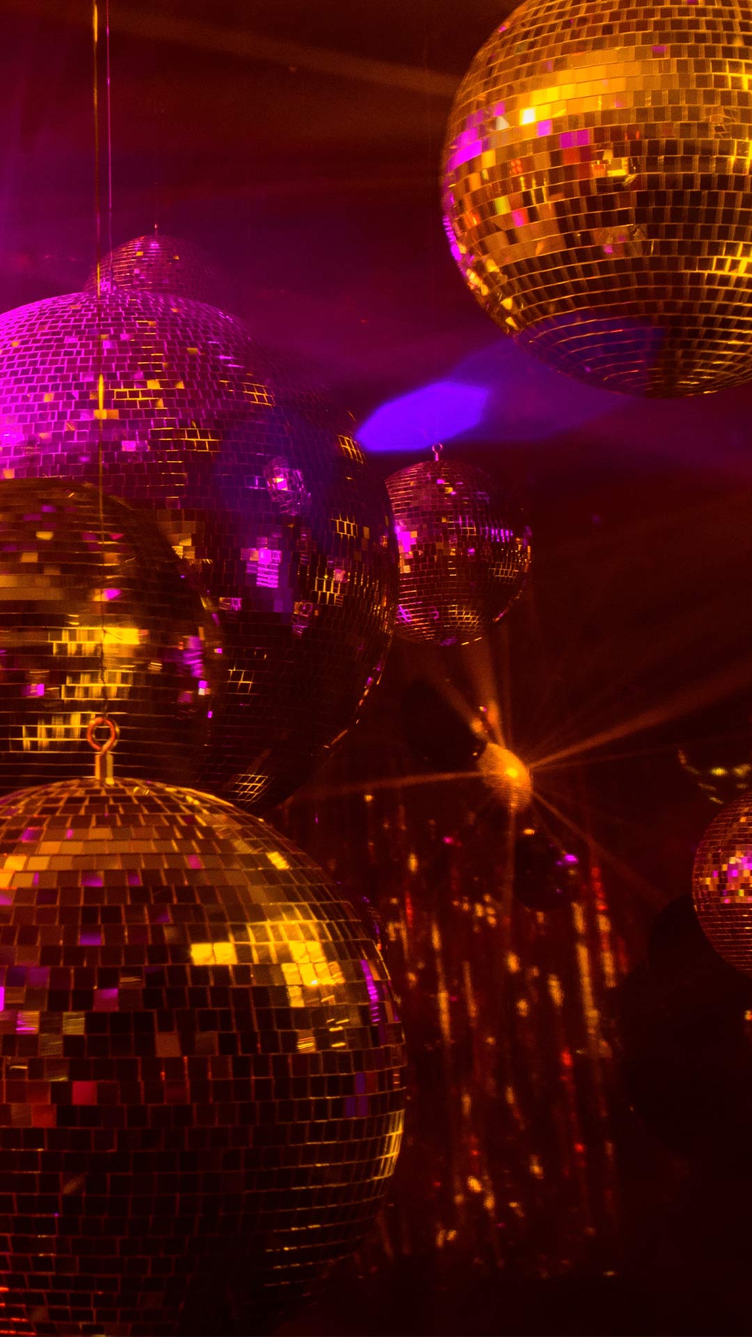 Golden disco balls at a theme party in Singapore