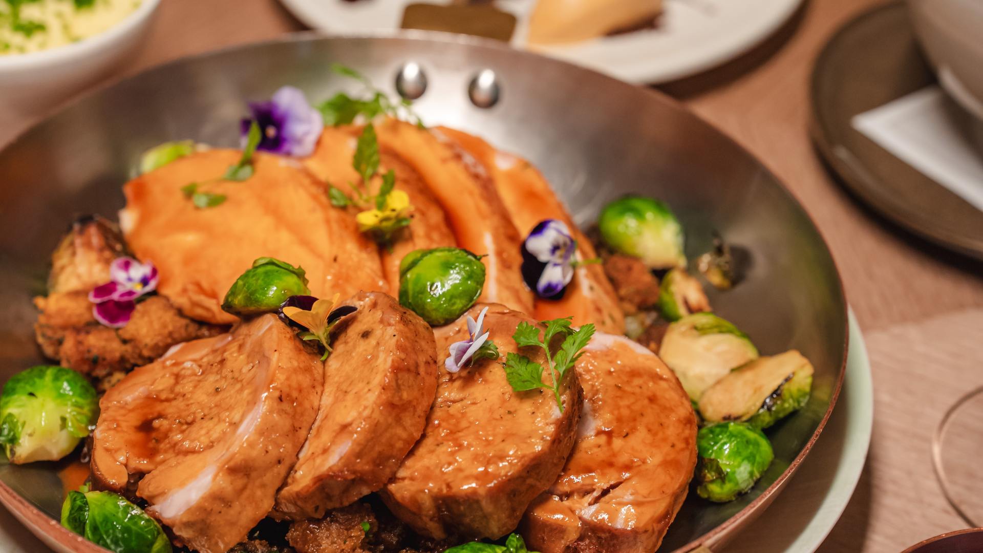 Sliced Roasted Turkey for a classic Thanksgiving meal in Singapore