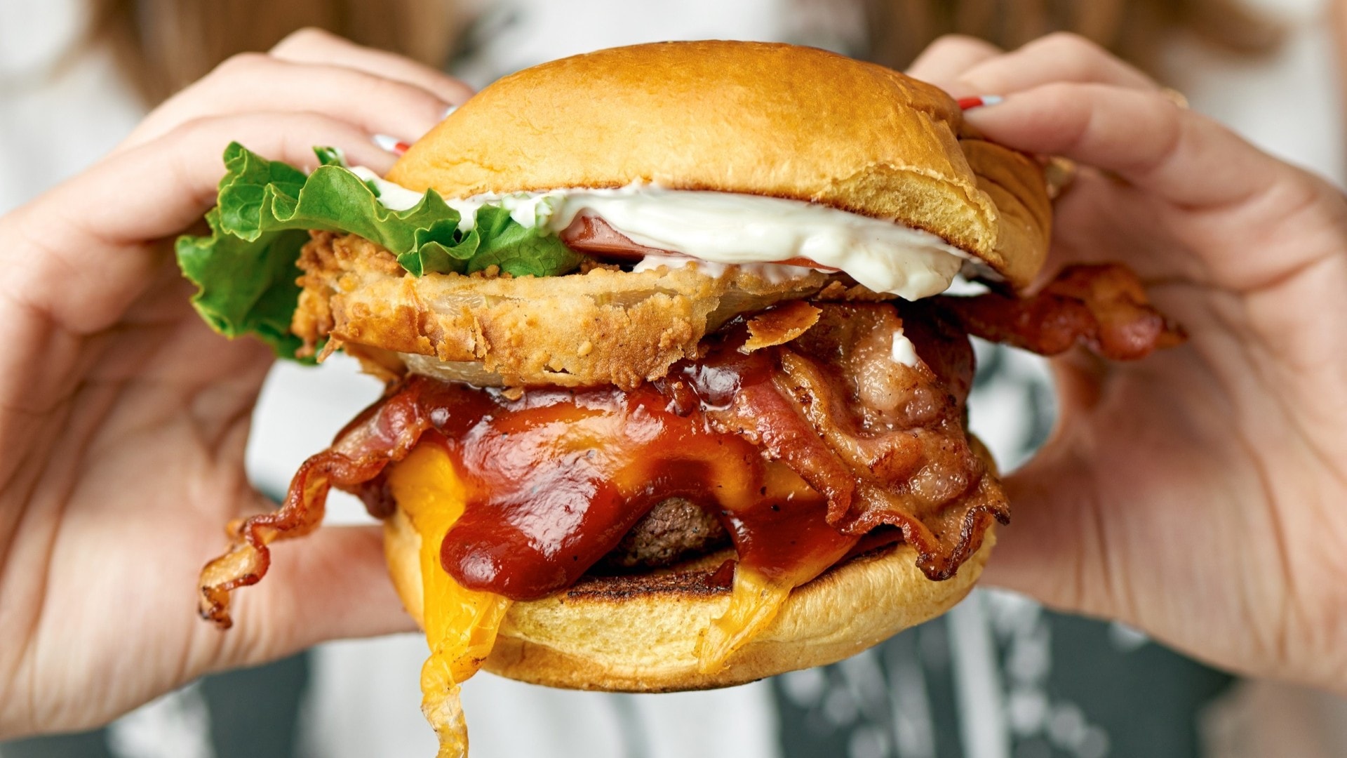 Gourmet burger at Black Tap, a casual restaurant in Singapore