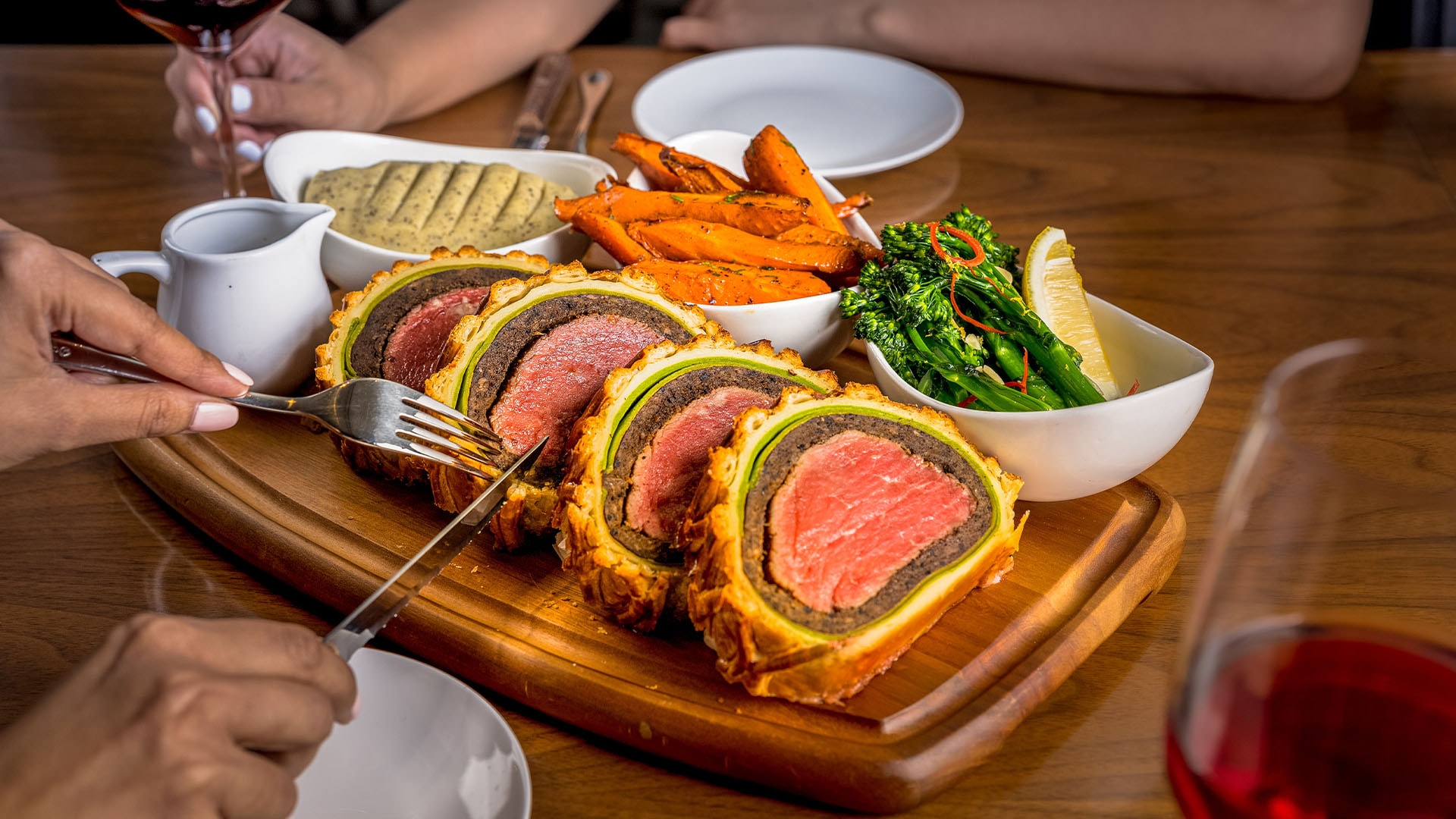 Beef Wellington, a signature dish by Gordon Ramsay, served at Bread Street Kitchen, a casual dining restaurant in Singapore
