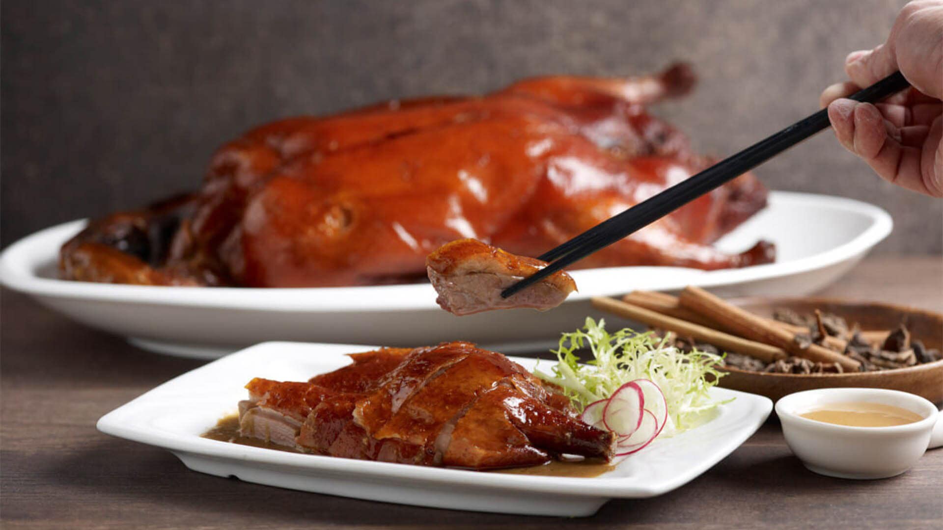 Roasted Peking Duck at a Chinese casual restaurant in Singapore