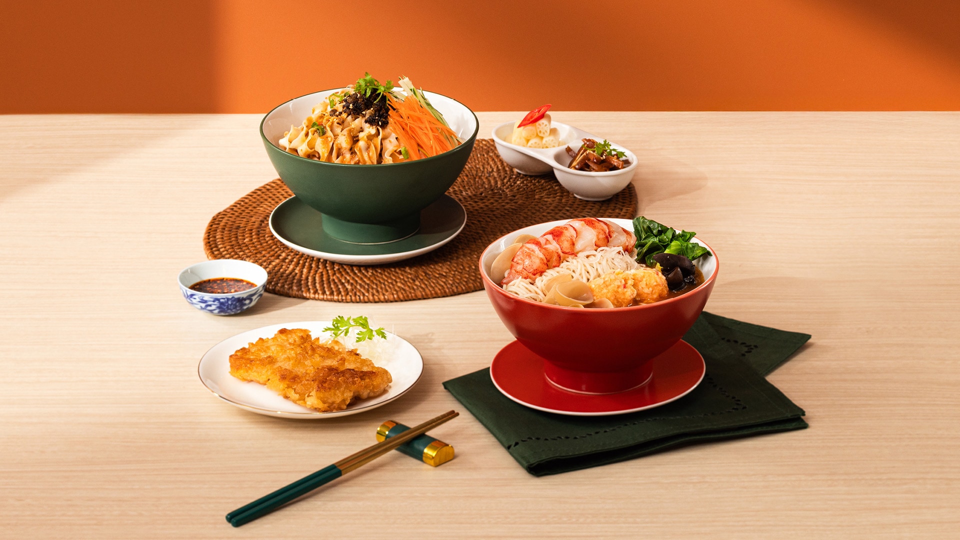 Signature Boston Lobster Lamian in Superior Broth & Lanzhou Style Sliced Wagyu Beef Lamian Soup