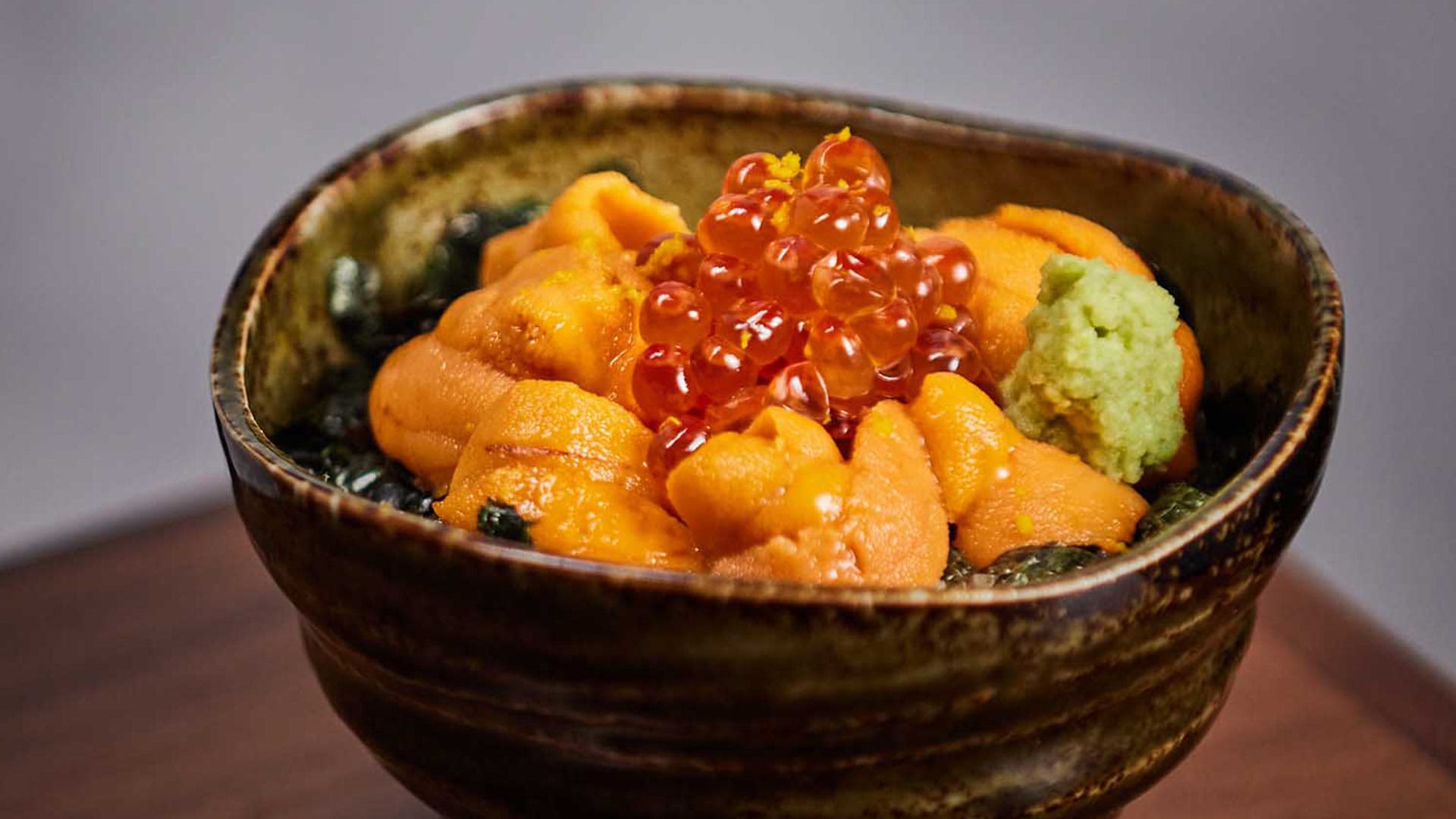 Waku Ghin Salmon Caviar and Sea Urchin Set on Rice