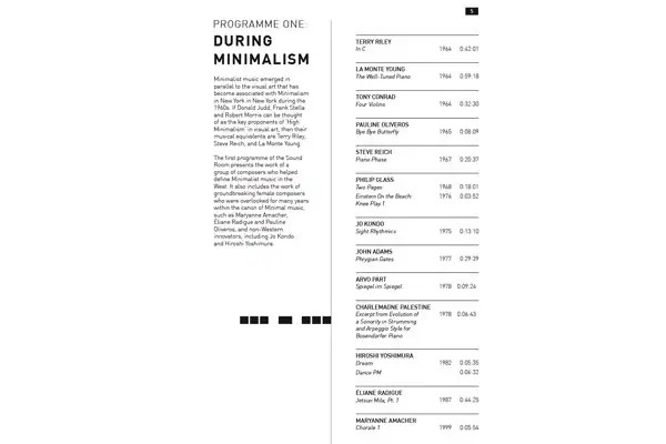 Sound Room Programme 1: During Minimalism