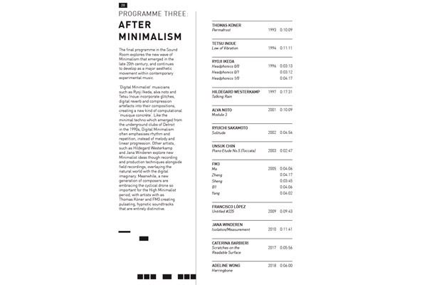 Sound Room Programme 3: After Minimalism