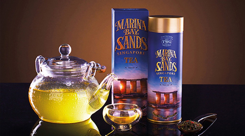A teapot filled with brewed Marina Bay Sands Tea, created exclusively by TWG Tea in Singapore