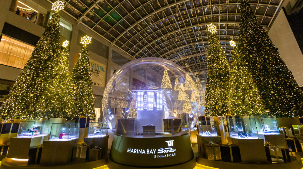 Christmas lights and decorations at The Shoppes, Marina Bay Sands