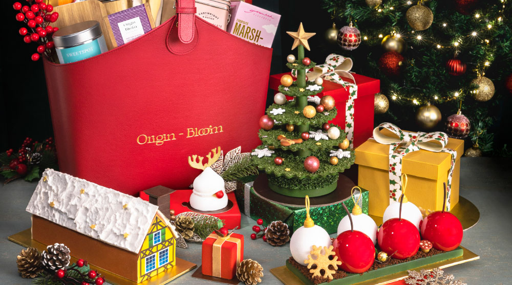 Christmas hamper, gifts, cakes and desserts from Origin + Bloom, Marina Bay Sands
