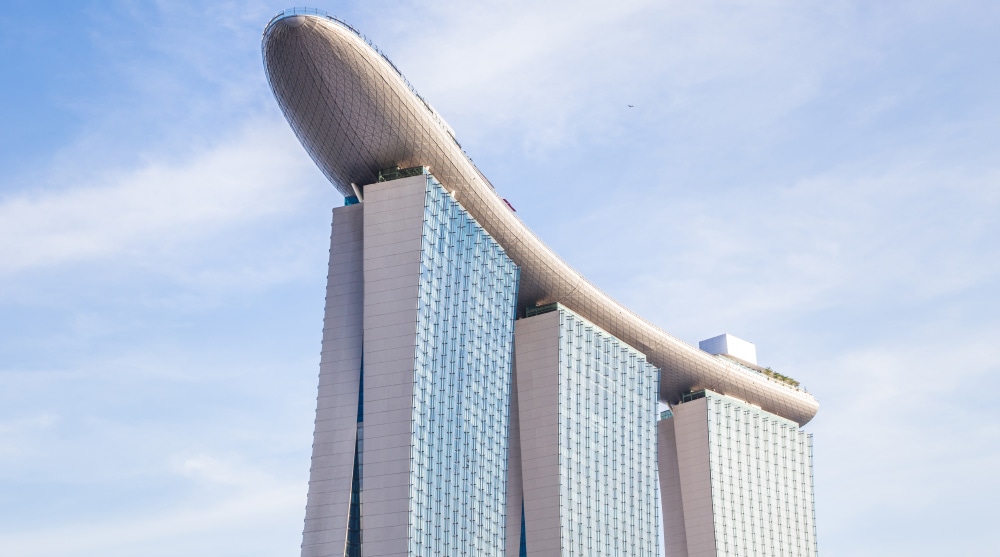 Close-up shot of the architecture of Marina Bay Sands