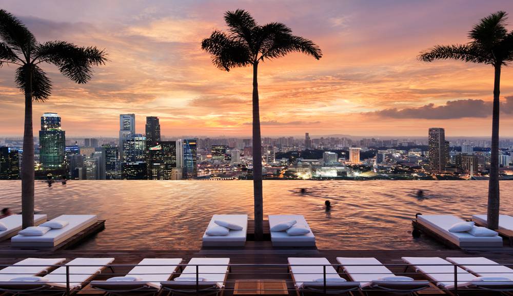 sunset at infinity pool
