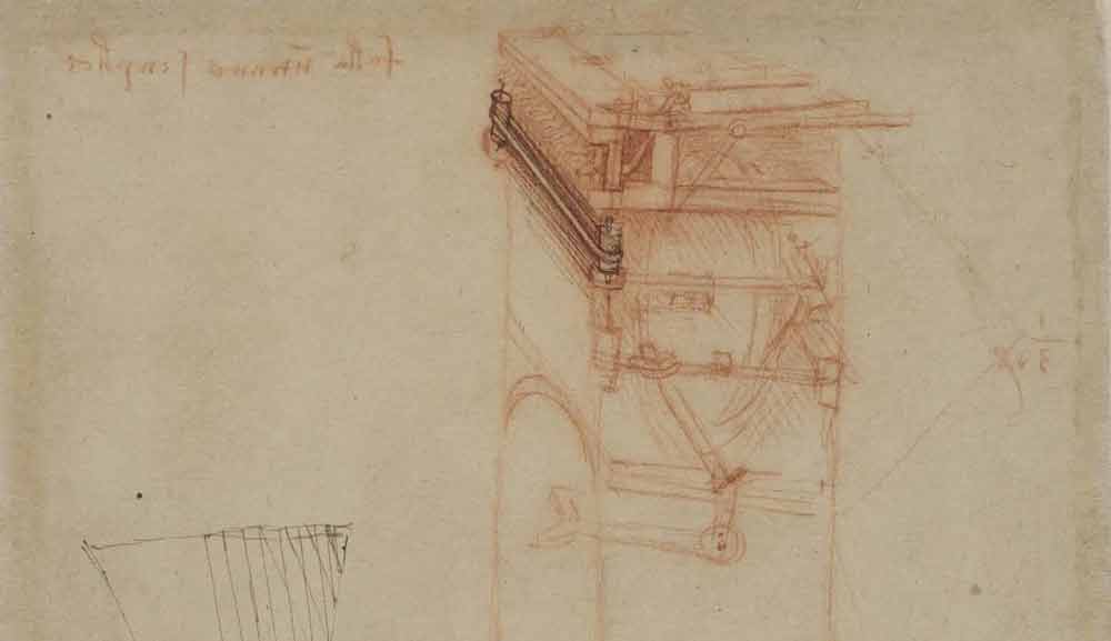 Detail for a Viola Organista  Circa 1493—95  F.568 recto  Leonardo da Vinci Codex Atlanticus
