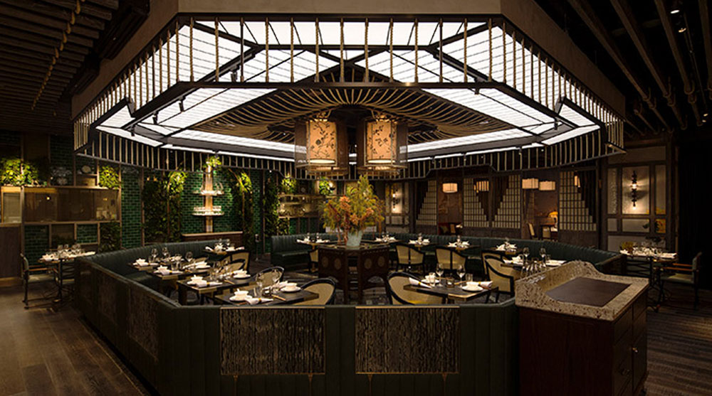 Fine dining space of Mott32, a nice dinner place in Singapore