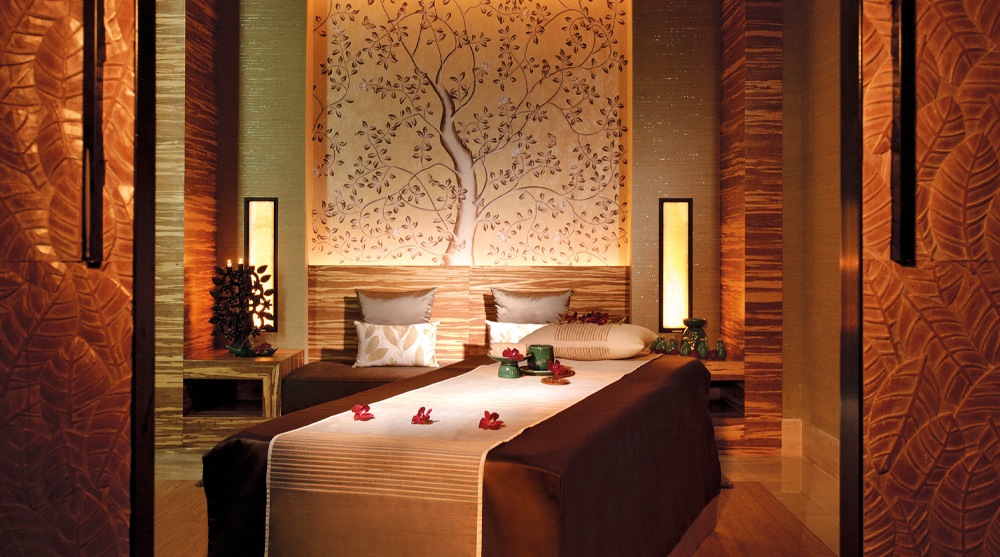 A well-prepared massage room at Banyan Tree Spa at Marina Bay Sands