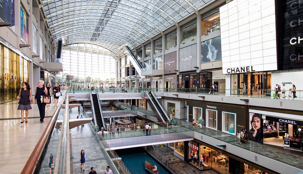 The Shoppes, shopping mall in Singapore featuring luxury brands and labels at Marina Bay Sands