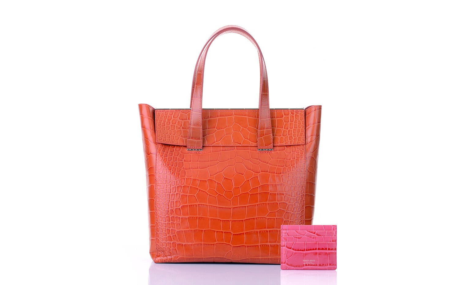 Armani/Marina Bay: Giorgio Armani Mock Croc Shopper bag with credit card holder