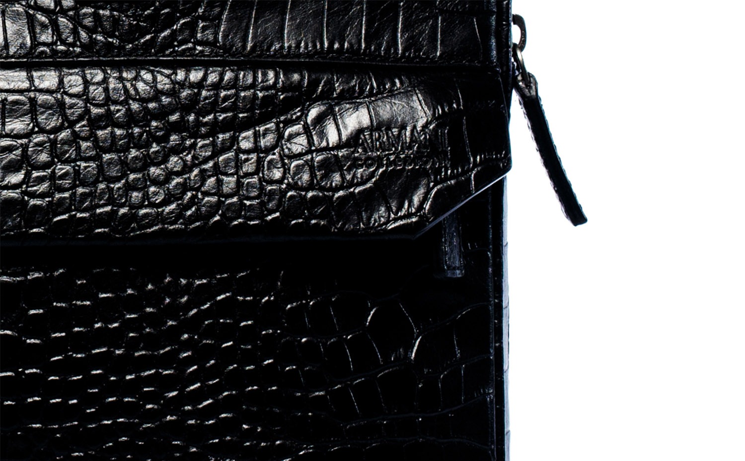 Armani Collezioni: Mock Croc Briefcase in Black
