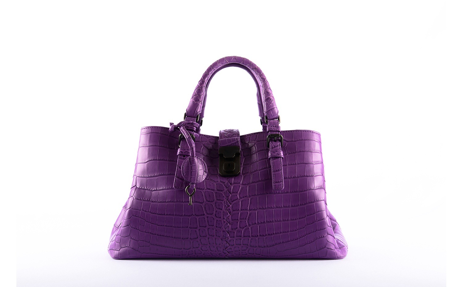 Bottega Veneta: Byzantine Violet Crocodile Mini Roma Bag