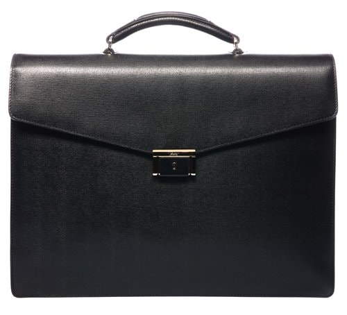 Brioni: Double Gusset Briefcase in Black