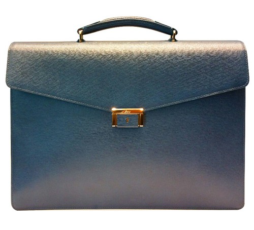 Brioni: Double Gusset Briefcase in Blue