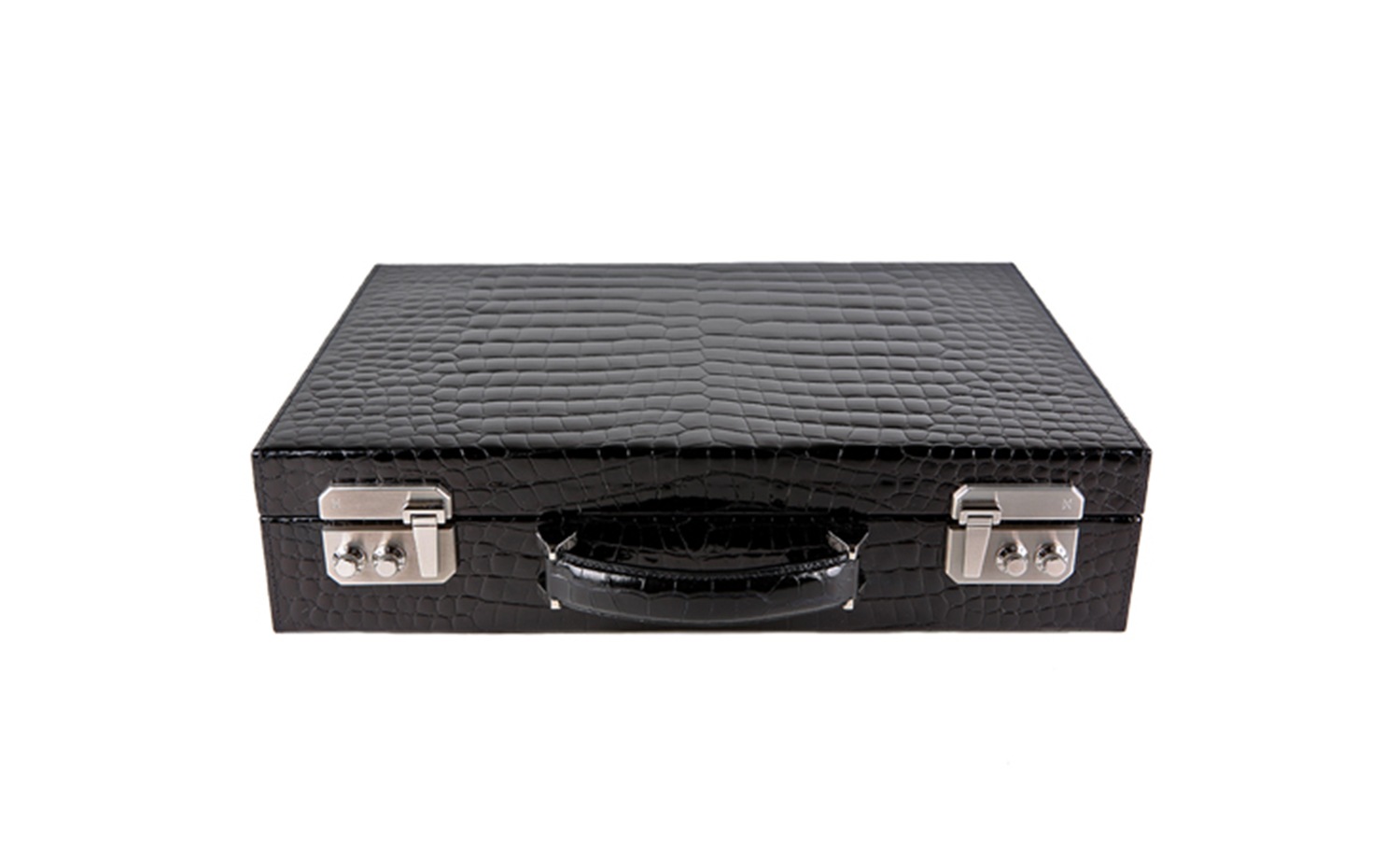 KWANPEN Men's Boutique: Crocodile Leather Attache Briefcase in Black