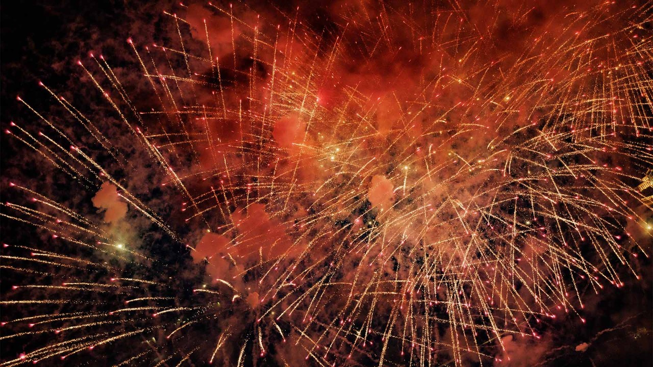 New Year Eve's fireworks in Singapore, near Marina Bay Sands