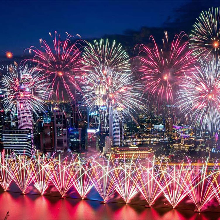 New Year Eve's fireworks in Singapore, near Marina Bay Sands