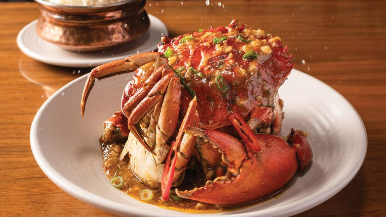 Chili Crab, served at Bread Street Kitchen at Marina Bay Sands to celebrate 2023 Singapore National Day
