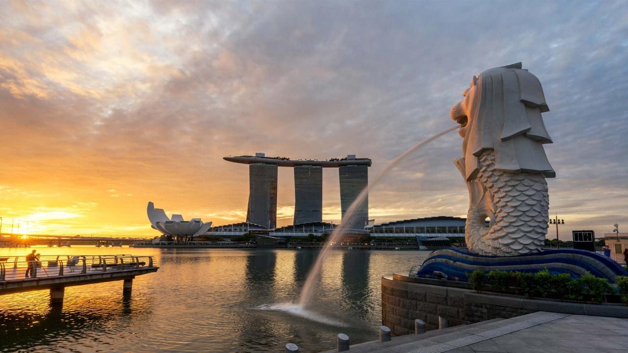 Merlion in Singapore, near Marina Bay Sands, a popular instagrammable spot in Singapore