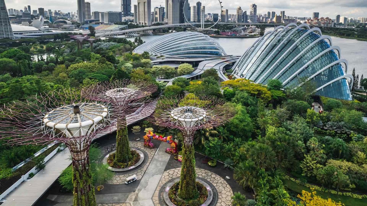 Ariel view of Gardens by the Bay, a spot ideal for outdoor activities in Singapore