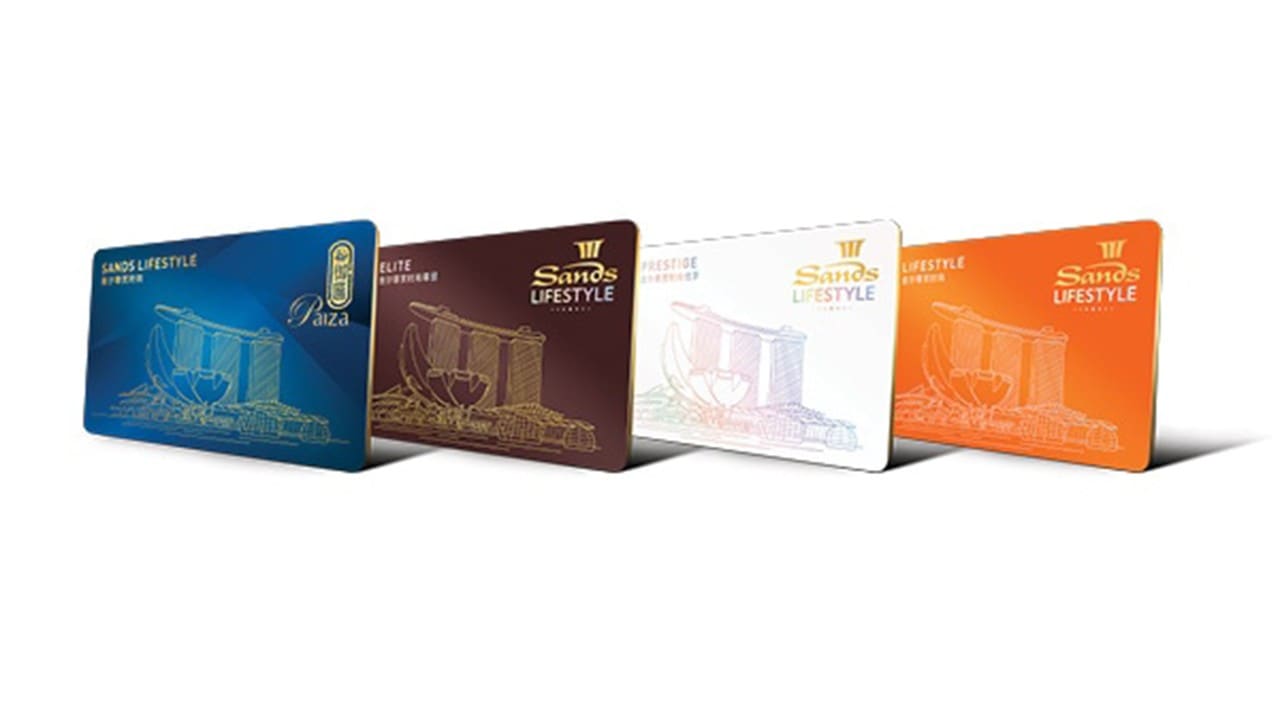 4 different tiers of Sands Lifestyle membership cards at Marina Bay Sands, Singapore