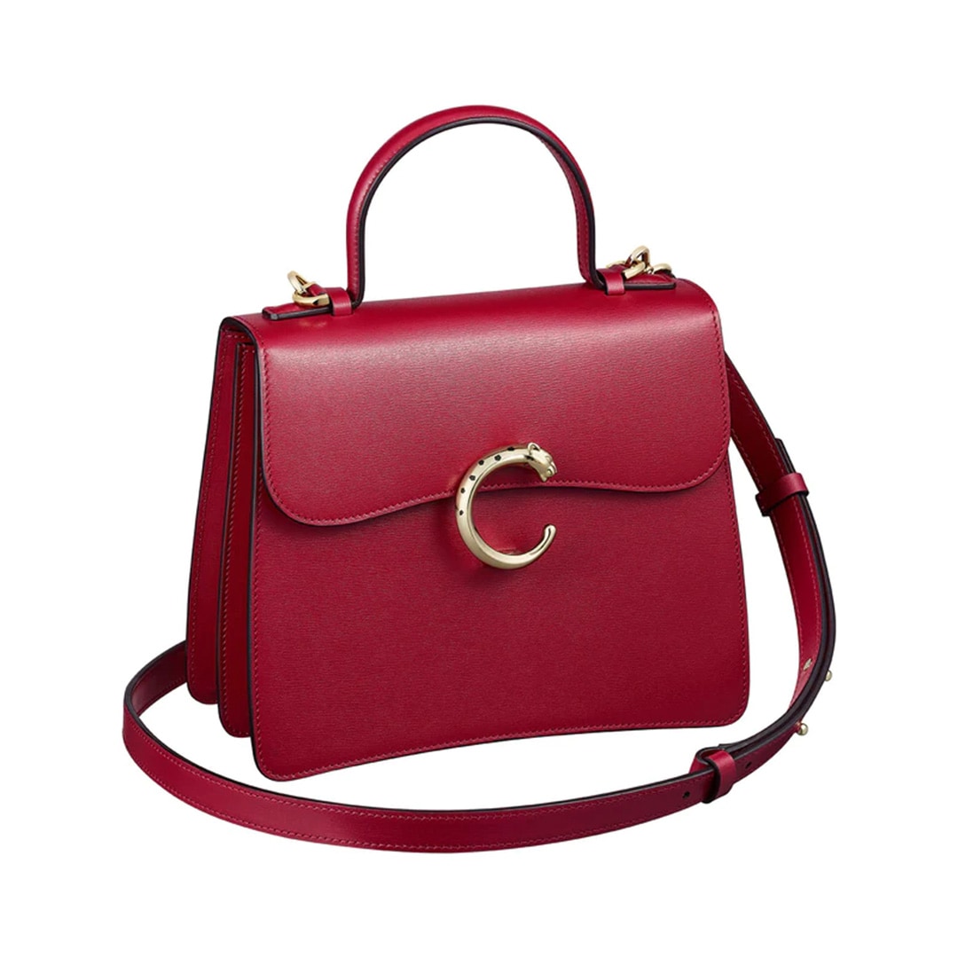Luxury red handbag from Cartier