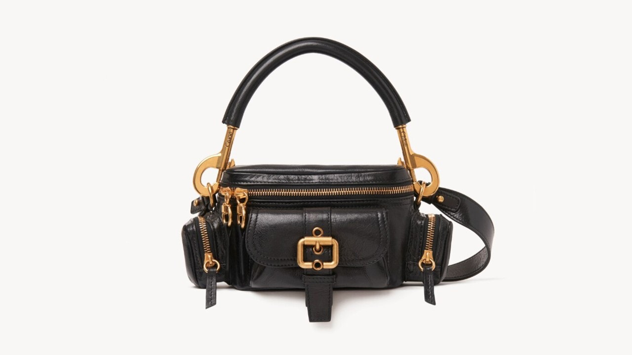 Branded tote bag in earthy tones with the luxury brand, Chloe on it